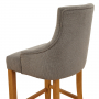 Luxury Grey Fabric Scoop Back Counter Bar Stool with Oak Legs