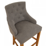 Luxury Grey Fabric Scoop Back Counter Bar Stool with Oak Legs