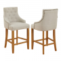 Luxury Natural Fabric Scoop Back Bar Stool – Natural Oak Legs