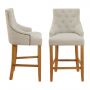 Luxury Natural Fabric Scoop Back Bar Stool – Natural Oak Legs