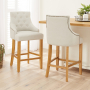 Luxury Natural Fabric Scoop Back Bar Stool – Natural Oak Legs