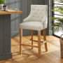 Luxury Natural Fabric Scoop Back Bar Stool – Natural Oak Legs