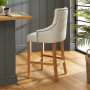 Luxury Natural Fabric Scoop Back Bar Stool – Natural Oak Legs