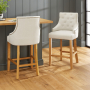 Luxury Natural Fabric Scoop Back Bar Stool – Natural Oak Legs