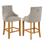 Luxury Light Grey Velvet Scoop Back Bar Stool – Natural Oak Legs