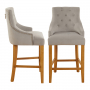 Luxury Light Grey Velvet Scoop Back Bar Stool – Natural Oak Legs