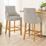 Luxury Light Grey Velvet Scoop Back Bar Stool – Natural Oak Legs