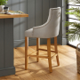 Luxury Light Grey Velvet Scoop Back Bar Stool – Natural Oak Legs