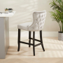 Boudoir Grey Velvet Bar Stool with Black Legs