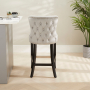 Boudoir Grey Velvet Bar Stool with Black Legs