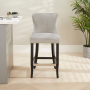 Boudoir Grey Velvet Bar Stool with Black Legs