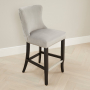 Boudoir Grey Velvet Bar Stool with Black Legs