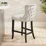 Boudoir Grey Velvet Bar Stool with Black Legs