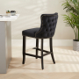 Boudoir Black Velvet Bar Stool with Black Legs