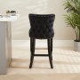 Boudoir Black Velvet Bar Stool with Black Legs