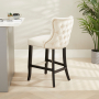 Boudoir Champagne Velvet Bar Stool with Black Legs