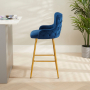 Amore Blue Velvet Bar Stool with Gold Legs