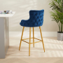 Amore Blue Velvet Bar Stool with Gold Legs