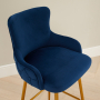 Amore Blue Velvet Bar Stool with Gold Legs