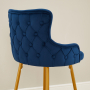 Amore Blue Velvet Bar Stool with Gold Legs