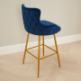 Amore Blue Velvet Bar Stool with Gold Legs