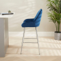 Savoy Blue Velvet Bar Stool with Chrome Legs