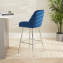 Savoy Blue Velvet Bar Stool with Chrome Legs