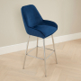 Savoy Blue Velvet Bar Stool with Chrome Legs