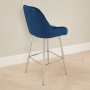 Savoy Blue Velvet Bar Stool with Chrome Legs