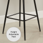 Savoy Storm Grey Velvet Bar Stool with Black Legs