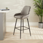 Savoy Storm Grey Velvet Bar Stool with Black Legs