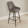 Savoy Storm Grey Velvet Bar Stool with Black Legs