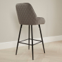 Savoy Storm Grey Velvet Bar Stool with Black Legs