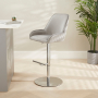 Savoy Grey Velvet Adjustable Bar Stool with Chrome Base