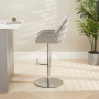 Savoy Grey Velvet Adjustable Bar Stool with Chrome Base