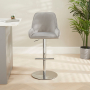 Savoy Grey Velvet Adjustable Bar Stool with Chrome Base