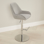 Savoy Grey Velvet Adjustable Bar Stool with Chrome Base