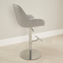 Savoy Grey Velvet Adjustable Bar Stool with Chrome Base