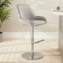 Savoy Grey Velvet Adjustable Bar Stool with Chrome Base