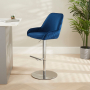 Savoy Blue Velvet Adjustable Bar Stool with Chrome Base