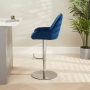 Savoy Blue Velvet Adjustable Bar Stool with Chrome Base