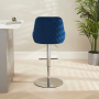 Savoy Blue Velvet Adjustable Bar Stool with Chrome Base