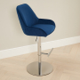 Savoy Blue Velvet Adjustable Bar Stool with Chrome Base