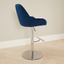 Savoy Blue Velvet Adjustable Bar Stool with Chrome Base