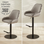 Savoy Storm Grey Velvet Adjustable Bar Stool with Black Base