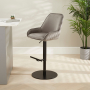 Savoy Storm Grey Velvet Adjustable Bar Stool with Black Base