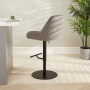 Savoy Storm Grey Velvet Adjustable Bar Stool with Black Base