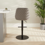 Savoy Storm Grey Velvet Adjustable Bar Stool with Black Base