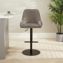 Savoy Storm Grey Velvet Adjustable Bar Stool with Black Base