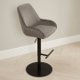 Savoy Storm Grey Velvet Adjustable Bar Stool with Black Base